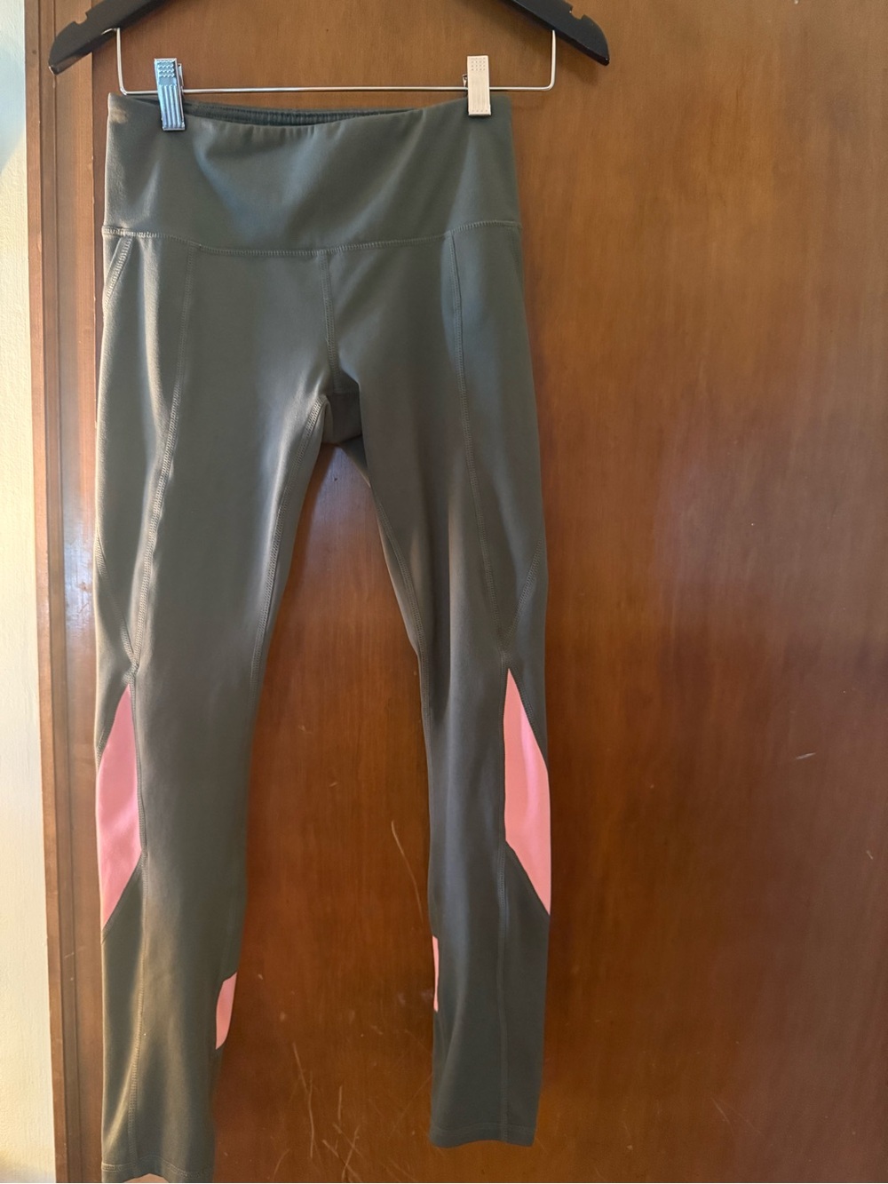 Reebok Olive Green and Pink Girls' Athletic Leggings